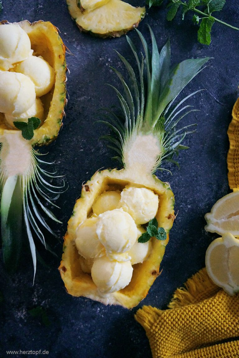 Ananas-Zitronen Sorbet - zuckerliebelei Ananas-Zitronen Sorbet - zuckerliebelei