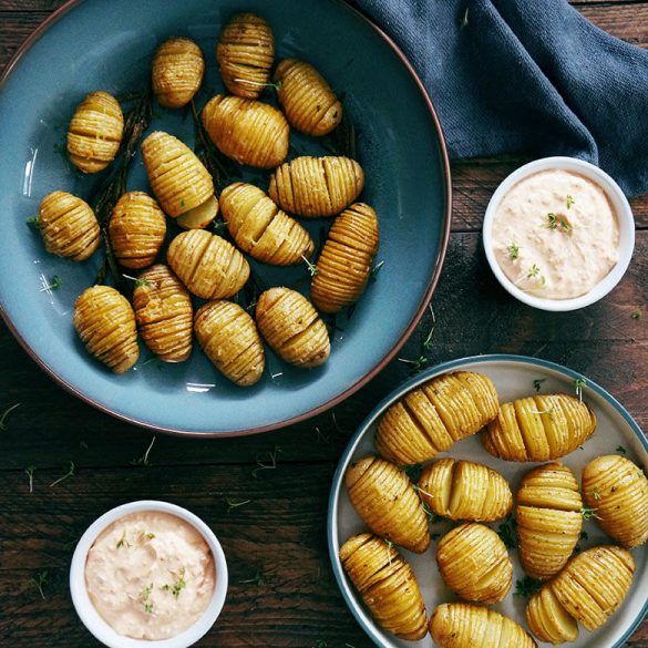 Fächerkartoffeln mit Fetakäse-Creme