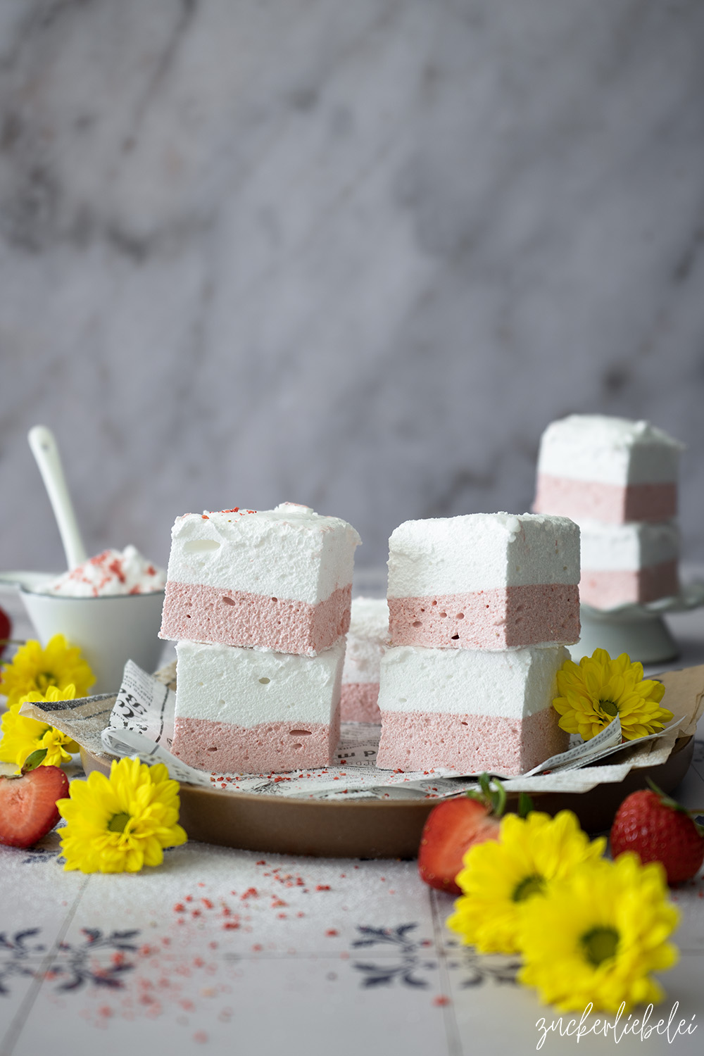 Homemade Strawberry and Vanilla Marshmallows