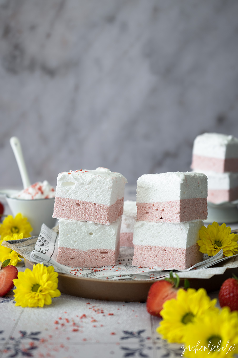 Homemade Strawberry and Vanilla Marshmallows