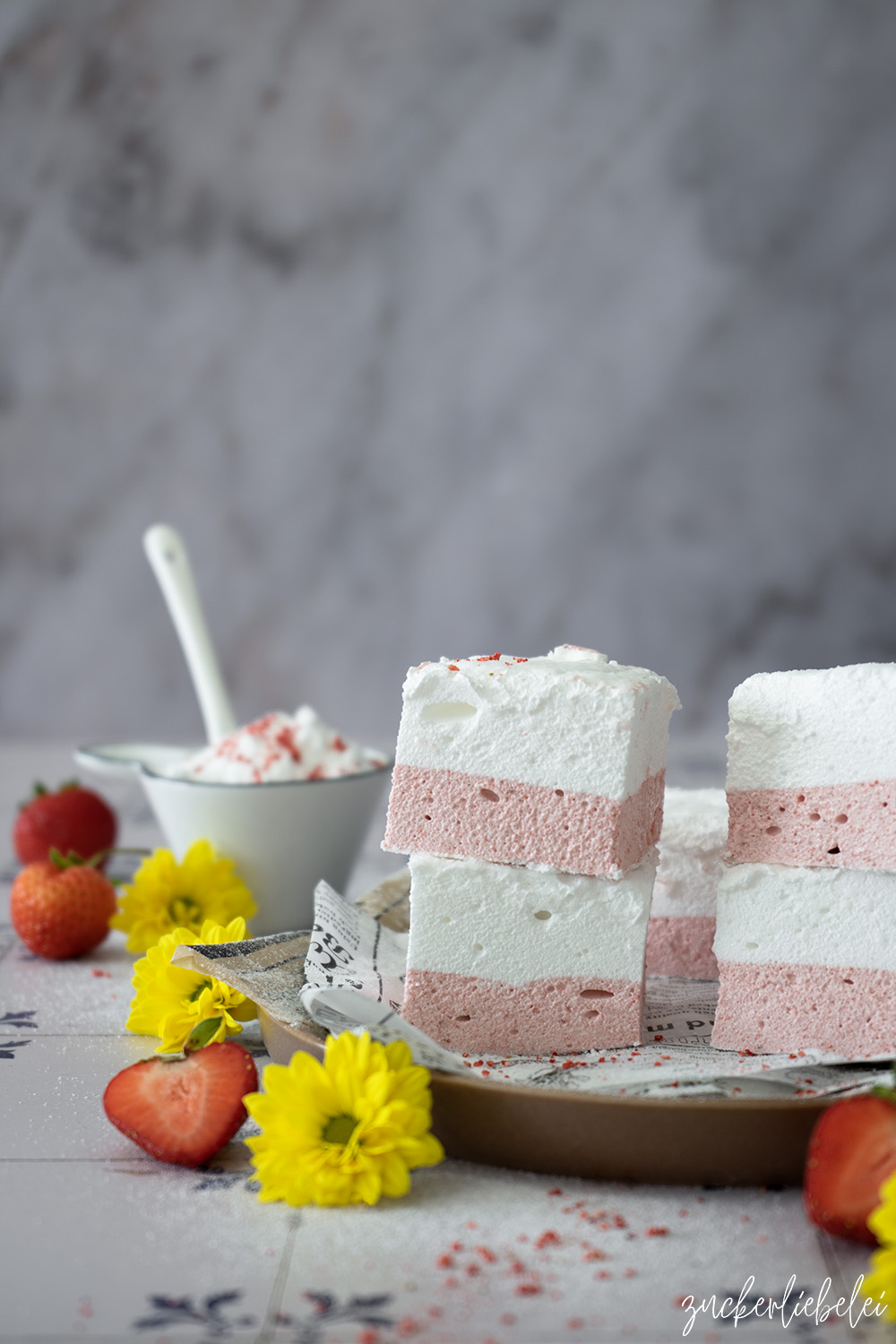 Homemade Strawberry and Vanilla Marshmallows