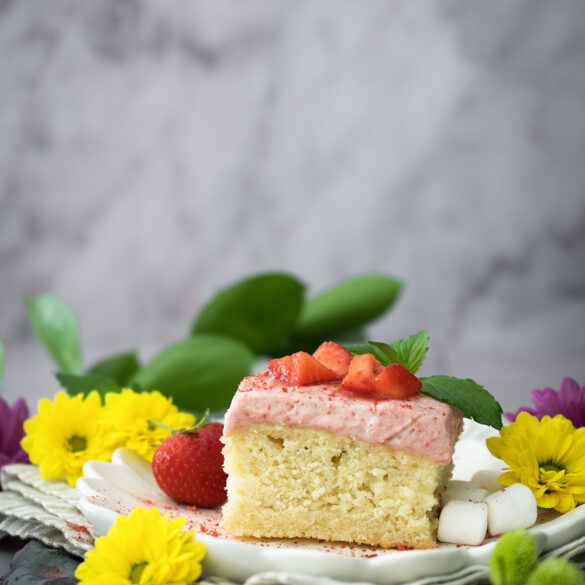 Marshmallow Strawberry Vanilla Mousse Cake