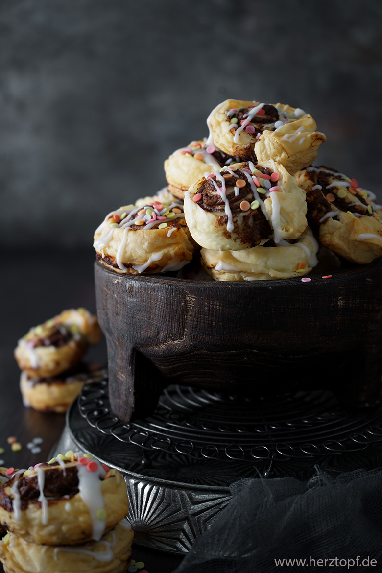 Schnelle Nutella Schnecken aus Blätterteig