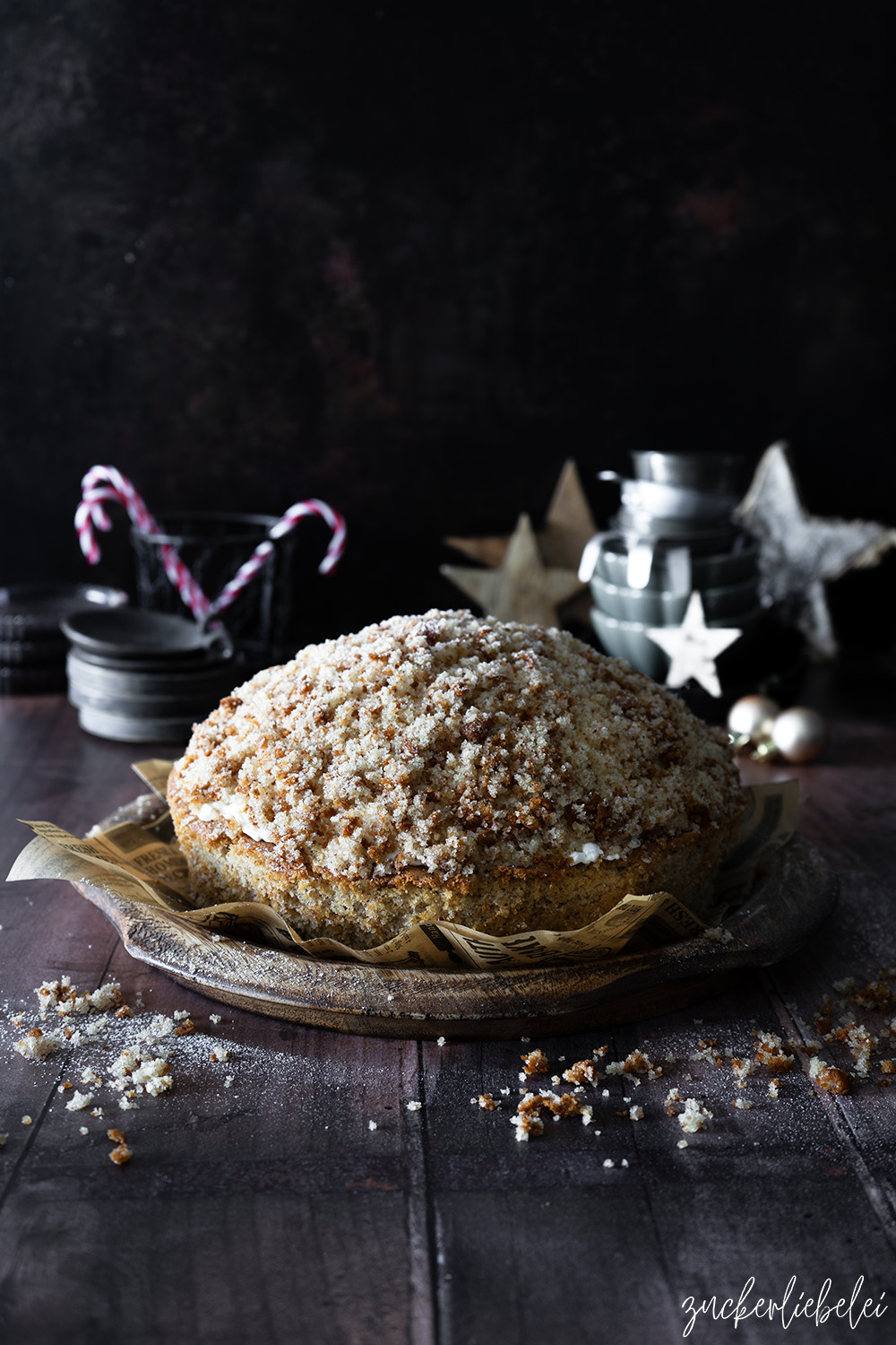 Weihnachtlicher Maulwurfkuchen mit Bratapfel